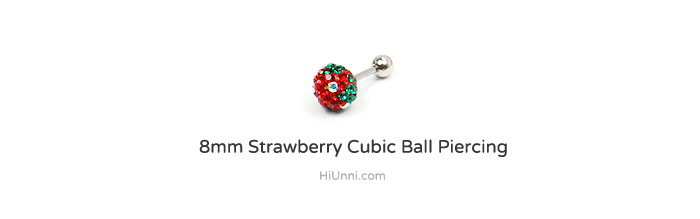8mm_ear_studs_piercing_Cartilage_korean_asian_style_cubicball_barbell_Strawberry