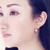 Pink Crystal Studded Flower with Pearl Titanium Earrings