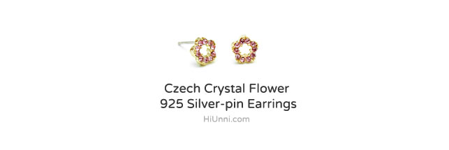 accessories_ear_stud_earrings_korean_asian_style_jewelry_Nickel-Free_Czech_crystal_flower_925_silver_1