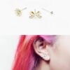 3Piece Titanium Earring Set -  Crystal Stud / Flower / Bow Tie