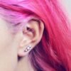 16g Trinity Round CZ Barbell Ear Piercing Stud, cartilage helix triple earring Conch Lobe piercing