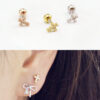 16g CZ Studded Cross Barbell Ear Piercing Stud, cartilage earring tragus helix conch piercing / labret bar (optional)