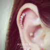 16g CZ Studded Sparkling Flower Line Barbell Ear Piercing Stud, cartilage earrings helix piercing