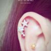16g CZ Studded Shooting Star Barbell Ear Piercing Stud, cartilage earrings helix piercing