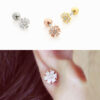 16g CZ Studded flower Barbell Ear Piercing Stud, cartilage earrings tragus helix conch / labret bar (optional)