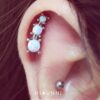16g Triple Opal Helix Earring / Cartilage Barbell / 316L Surgical Steel / Tragus cartilage conch earring / Single earring
