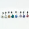 16g 5mm Cubic Glass Ball Barbell Ear Piercing Stud / ferido cartilage earring tragus helix conch piercing