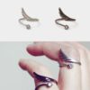 CZ Heart Vintage Wing Adjustable Ring