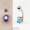 14g 3/8" (10mm) Sky blue opal belly button ring / opal prong set / 316l Stainless Steel / Belly Navel Ring / body jewelry piercing