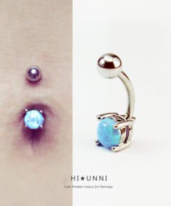 7-Piece Opal Glitter Steel Belly Button Rings - Navel Jewelry Set (Wholesale)