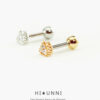 16g Triangle CZ stud earring, cartilage earring tragus helix conch piercing, body jewelry, Sold as 1 piece / labret bar (optional)