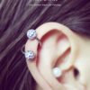 16g 5/16"(8mm) 5mm cubic glass ball ferido twister spiral ring circular barbell / twisted barbell / cartilage earring / helix earring