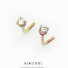 20g CZ prong set nose stud, nose ring, rose gold nose stud, L shaped nose jewerly