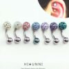 16g 5mm Ferido Cubic glass ball curved barbell, rook earring, snug earring, cartilage earring, Belly button ring, 316l Surgical Steel