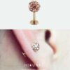 16g Rose gold tragus ear stud, Champagne CZ ferido cartilage earring, Monroe labret, Body Jewelry, Sold as piece