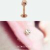 16g Rose gold tragus ear stud, Champagne CZ glass ball ferido cartilage earring, Monroe labret, Body Jewelry, Sold as piece