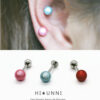16g Shiny Colored Pearl Cartilage Earring, Tragus Helix Conch Piercing, Labret bar (optional), sold as piece