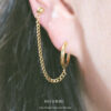 16g 18g Hoop cartilage chain earrings, Two hole earrings, 316L surgical stainless steel, Sold per piece