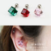 16g Crystal cube cartilage earring, helix conch ear stud,316l surgical steel, Sold as piece