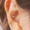 Handmade 20g 16g Thin dainty chain conch ear stud, Conch Helix Cartilage chain earring, 316l surgical steel, Sold as piece