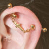 16g 14g Cross chain industrial piercing earring, Cross industrial 2 ear studs, 316l surgical steel, HiUnni Handmade