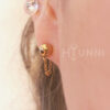 Handmade 20g 6mm 4mm 3mm chain stud earring, Big Stud chain earring, Stainless Steel, Gold chain earring