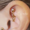 16g Chain curved barbell, Rook chain earring, Eyebrow ring, Belly button ring, snug outer helix cartilage curved ear stud jewelry