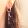 18g Kpop style cone chain hoop earrings, 316L Surgical steel cone dangle hoops, Men earrings