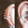Handmade 16g 14g Pearl crystal chain conch ear stud, Conch hoop chain ring, 316l surgical steel, Sold as piece