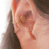 16g Leaf double chain conch ear stud, Conch helix double chain earring, Stainless steel, 1pc