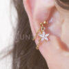 Handmade 20g 16g Flower dainty double chain conch ear stud, Conch hoop double chain ring, 316l surgical steel, Sold as piece