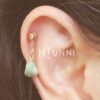 Handmade 20g, 16g Natural stone dangle cartilage ear stud, Helix chain earring, 316l surgical steel, Cartilage earring, Flat back Labret bar(optional), 1pc
